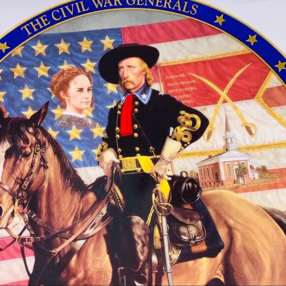 The Civil War Generals George A Custer plate 8” - Picture 4 of 8